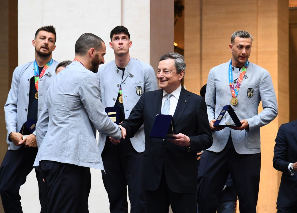 Prime Minister Mario Draghi Meets Italy Team