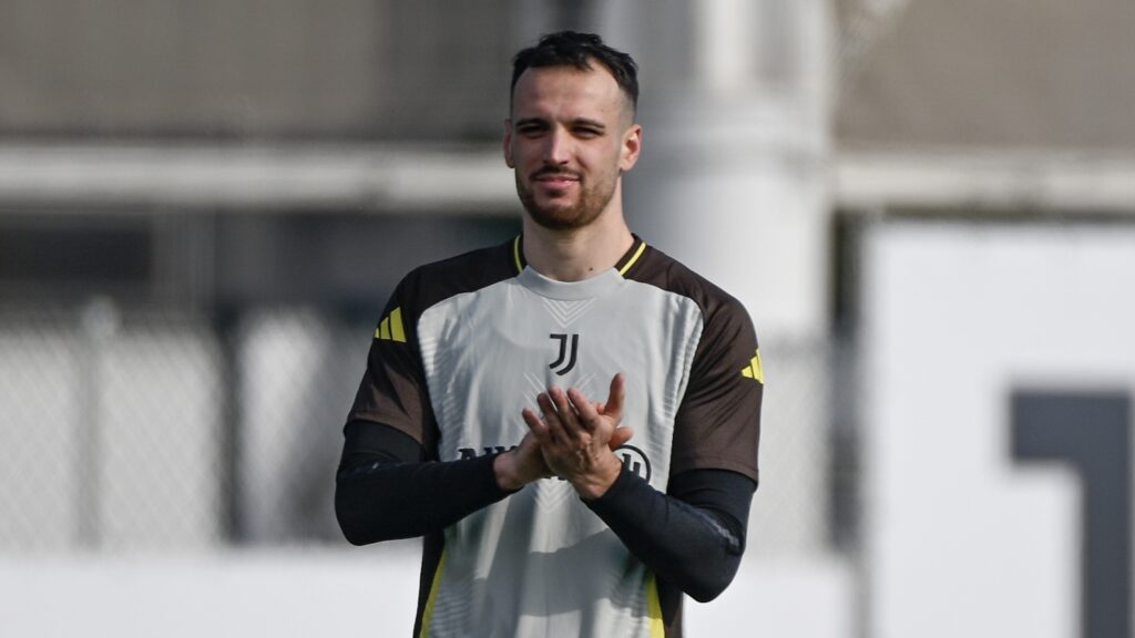 Juventus Training And Press Conference - UEFA Champions League 2024/25 League Knockout Play-off First Leg