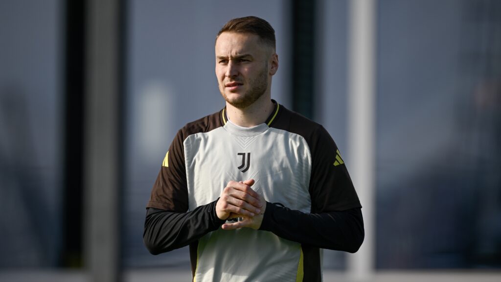 Juventus Training And Press Conference - UEFA Champions League 2024/25 League Knockout Play-off First Leg
